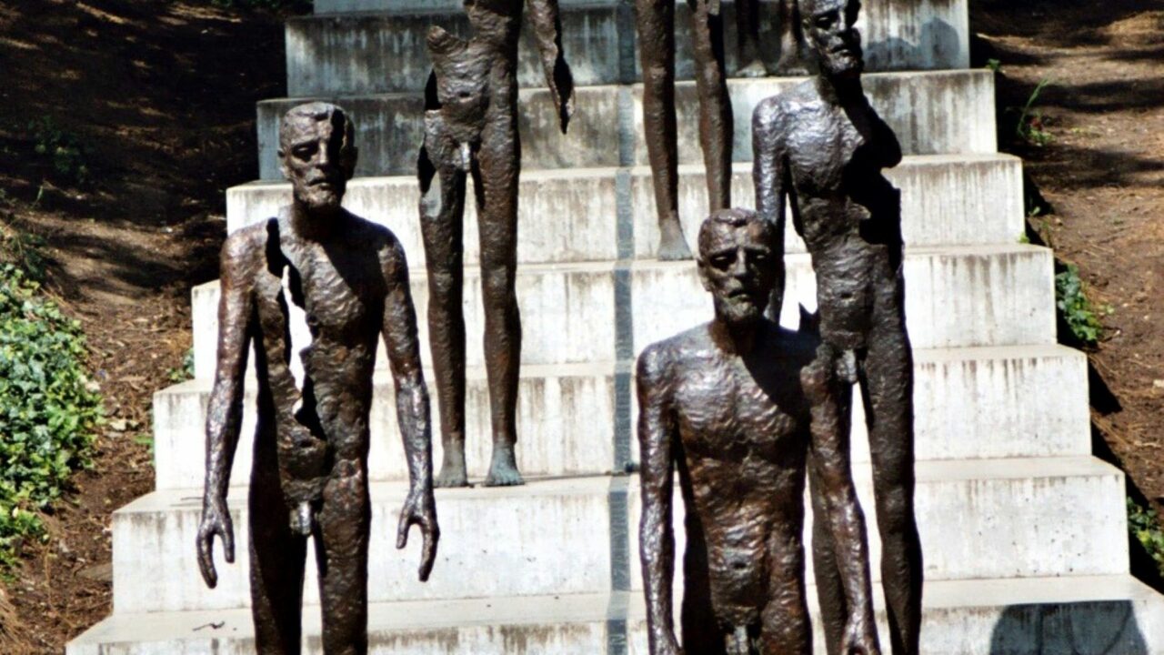 ‘The Broken Men’ Memorial to the victims of communism on Petrin Hill in Prague. Seven male statues in different forms of decay descending a flight of stairs.